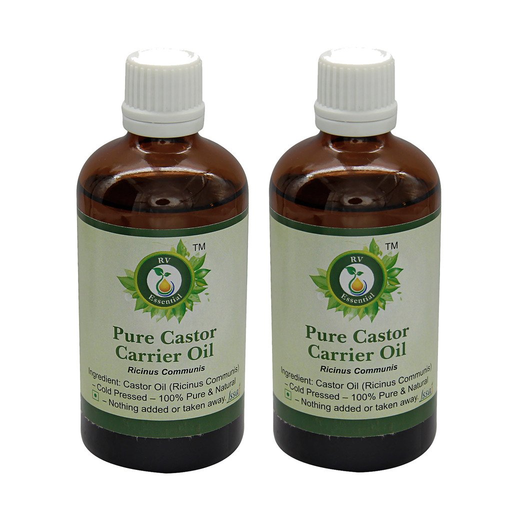 Pure Castor Carrier Oil (100ml x 2) - 100% Natural Ricinus Communis Oil for Hair Growth, Skin Care & Eyelash Treatment - Perfect for DIY Beauty Recipes & Massage Therapy