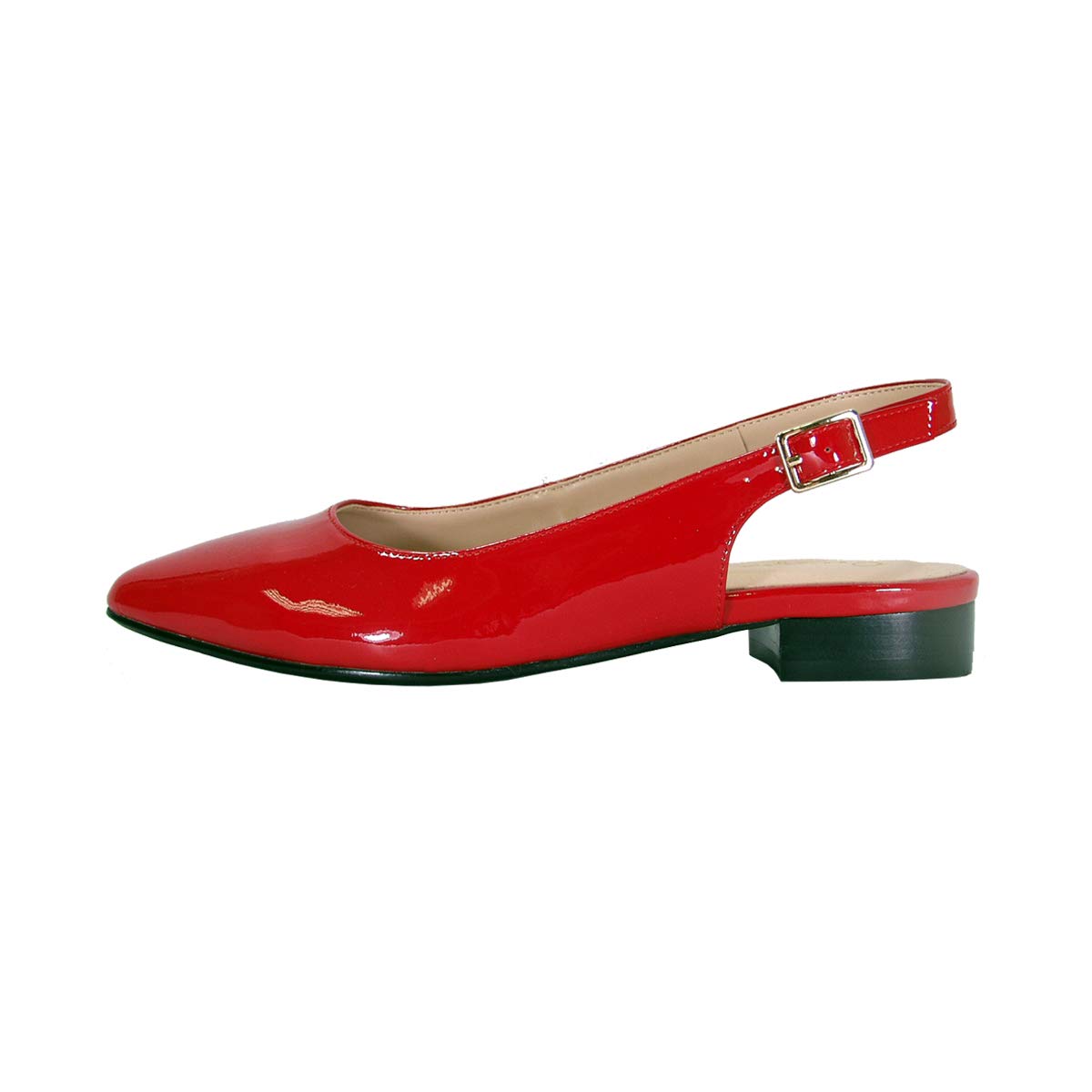 Peerage Fay Women's Wide Width Pointed Toe Patent Leather Dress Slingback Flats - Comfortable Office Work Shoes & Wedding Party Pumps for Professional Women