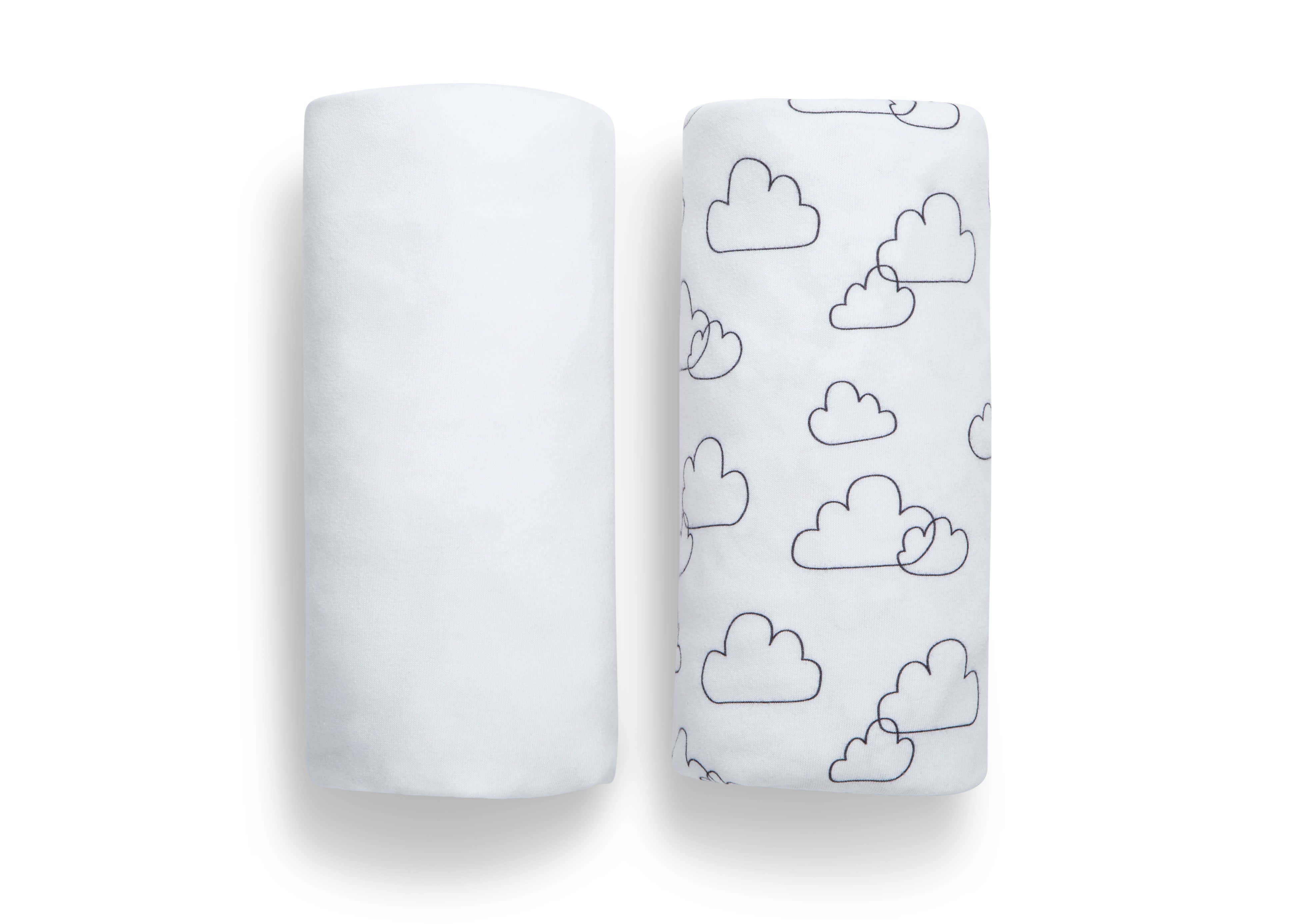 BabyGap White Clouds 100% Organic Cotton Crib Sheets - 2 Pack Set for Safe & Comfortable Baby Sleep | Soft Nursery Bedding for Cribs & Toddler Beds