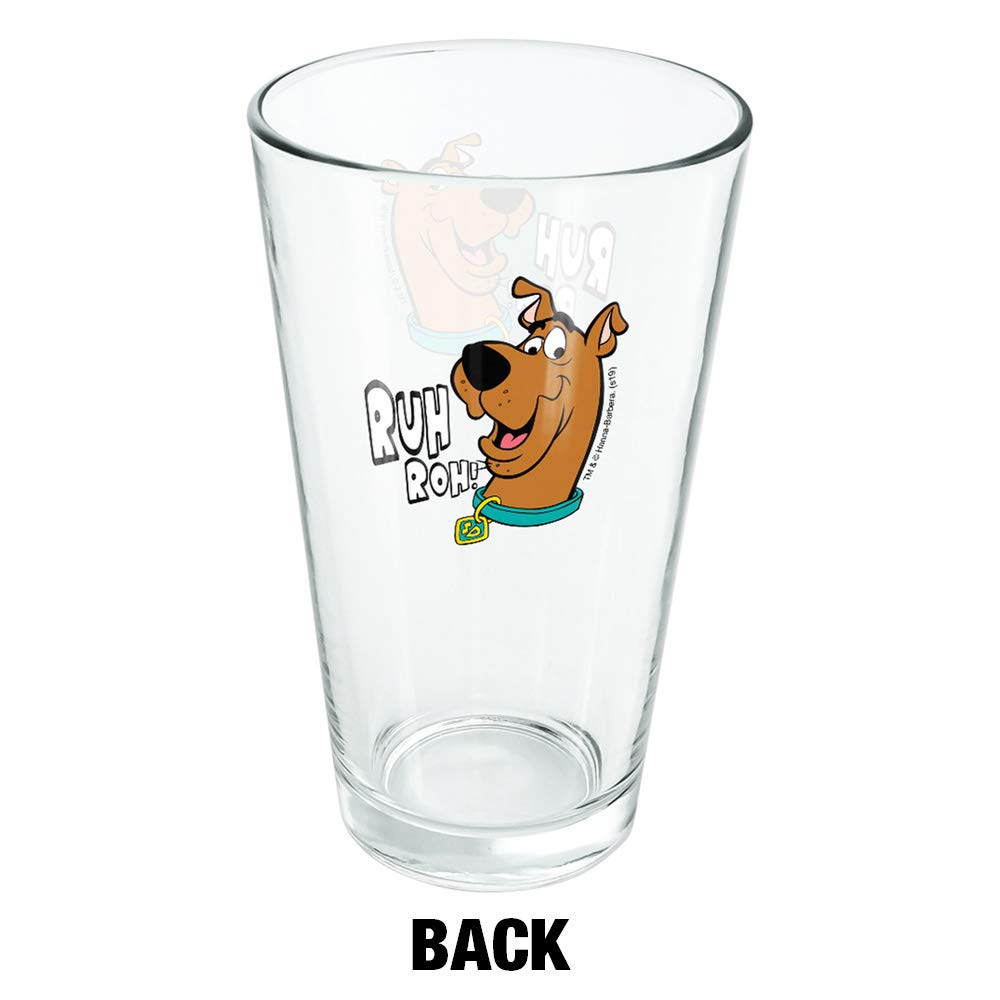 Scooby-Doo Ruh Roh 16 oz Pint Glass - Tempered Licensed Printed Design - Perfect Fan Gift for Beer, Soda, Water - Great for Parties, Home Bars & Collectibles