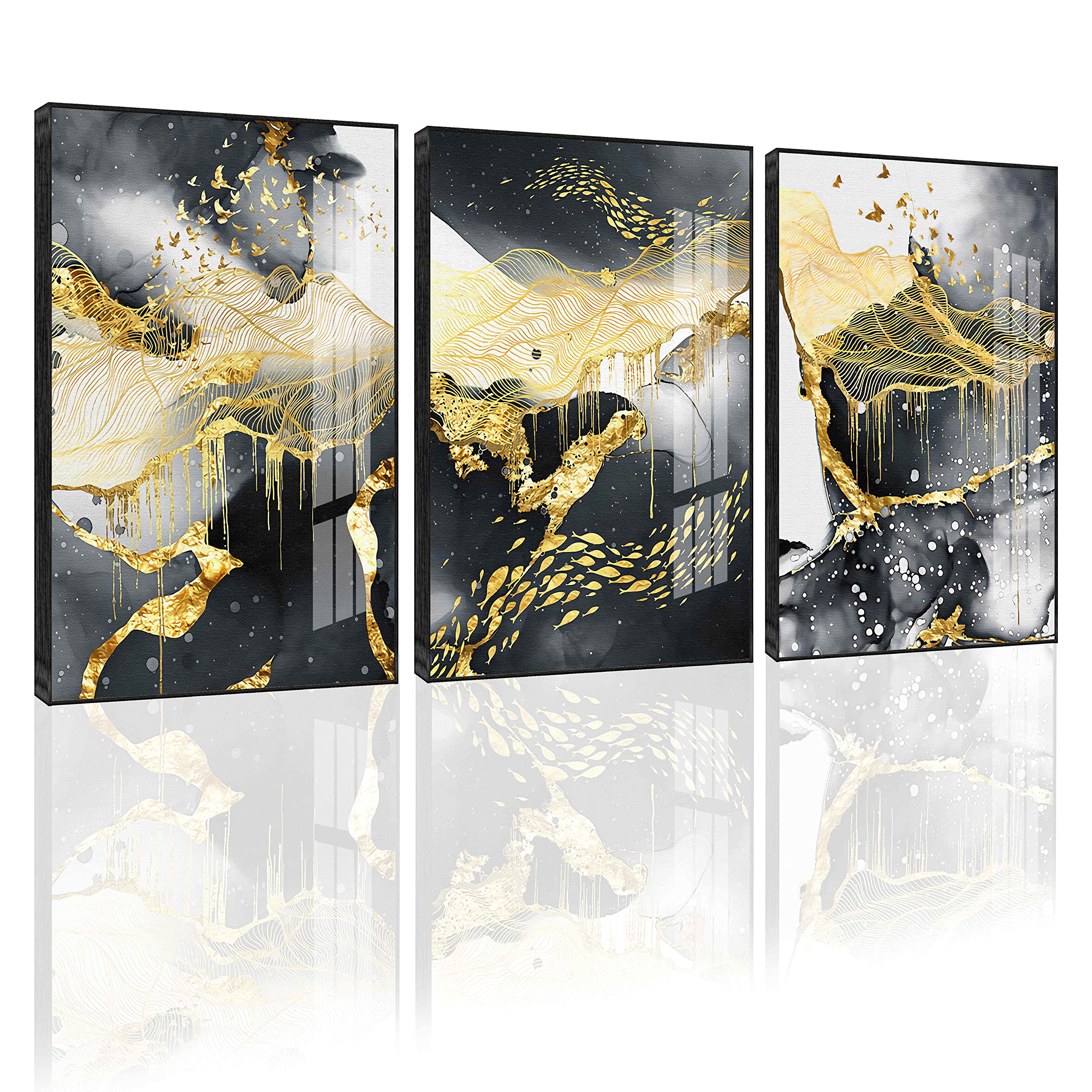SIJIFACAI Aluminum Alloy Wall Art - 3-Piece Abstract Decor for Living Room & Bedroom