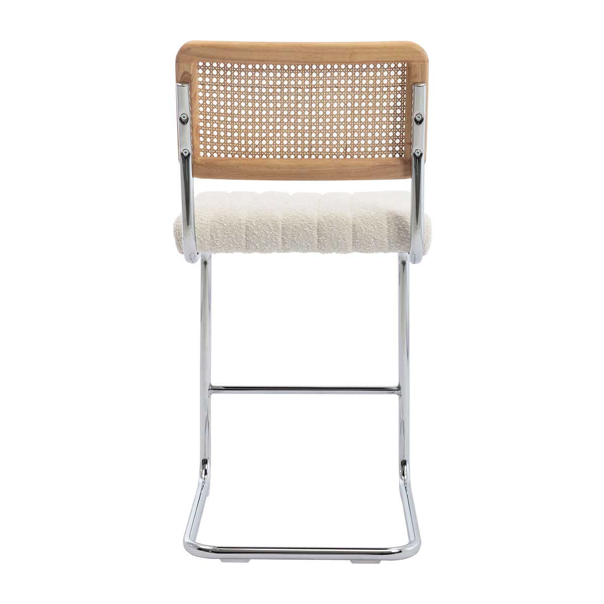 Blake Rattan Boucle Bar Stool - Modern Woven Rattan Counter Height Stool with Boucle Upholstery for Kitchen Island, Breakfast Bar & Home Decor