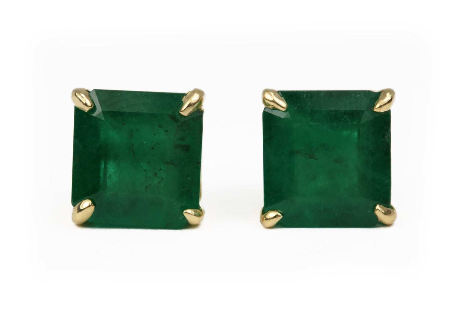 3.26tcw Natural Dark Green Emerald Stud Earrings in 18K Gold - Elegant Jewelry for Weddings, Parties & Special Occasions