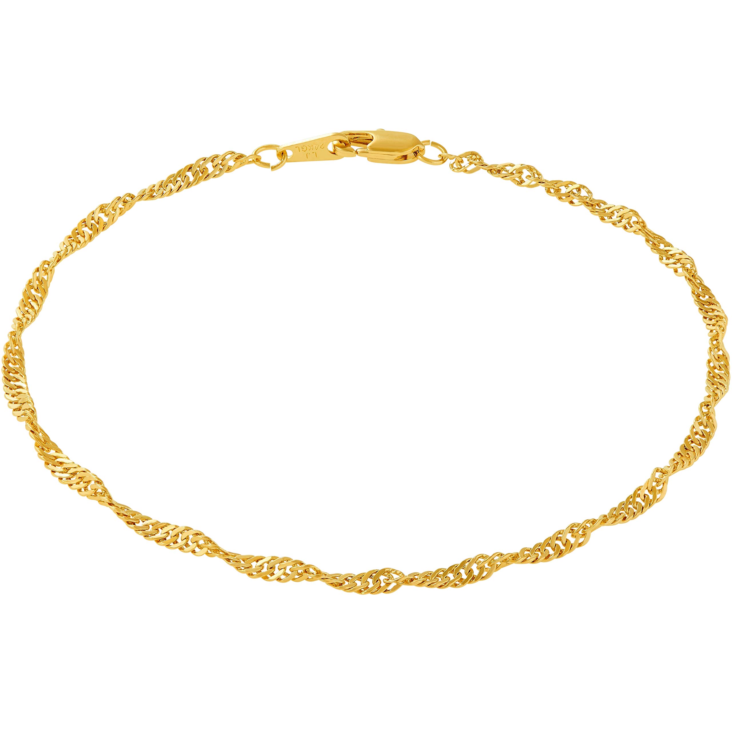 24K Gold Plated Women's Anklet Bracelet - 2mm Whisper Chain Ankle Jewelry for Everyday Wear & Special Occasions | Lifetime Jewelry Collection