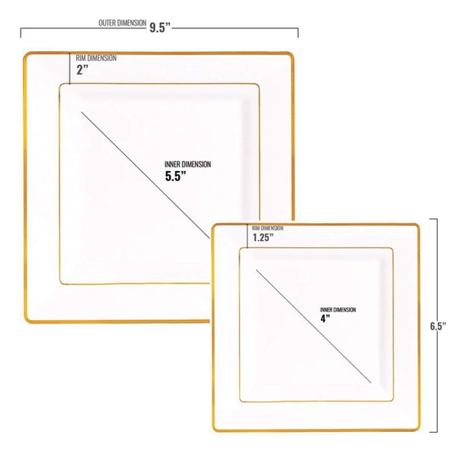 Premium Heavy Duty Disposable Plastic Dinnerware Set - Elegant Square Plates for Weddings, Birthdays & Special Events (White & Gold, 120-Piece Combo) - Perfect for Catering, Parties & Large Gatherings