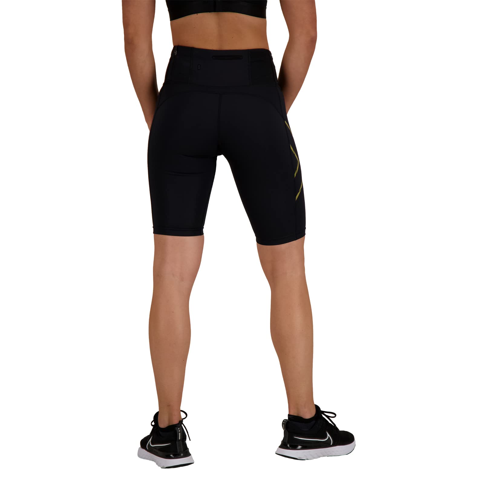 2XU Light Speed Mid-Rise Compression Shorts for Running & Training - Black/Gold Reflective - Medium | High-Performance Workout Gear for Men & Women | Ideal for Gym, Marathon & Cycling