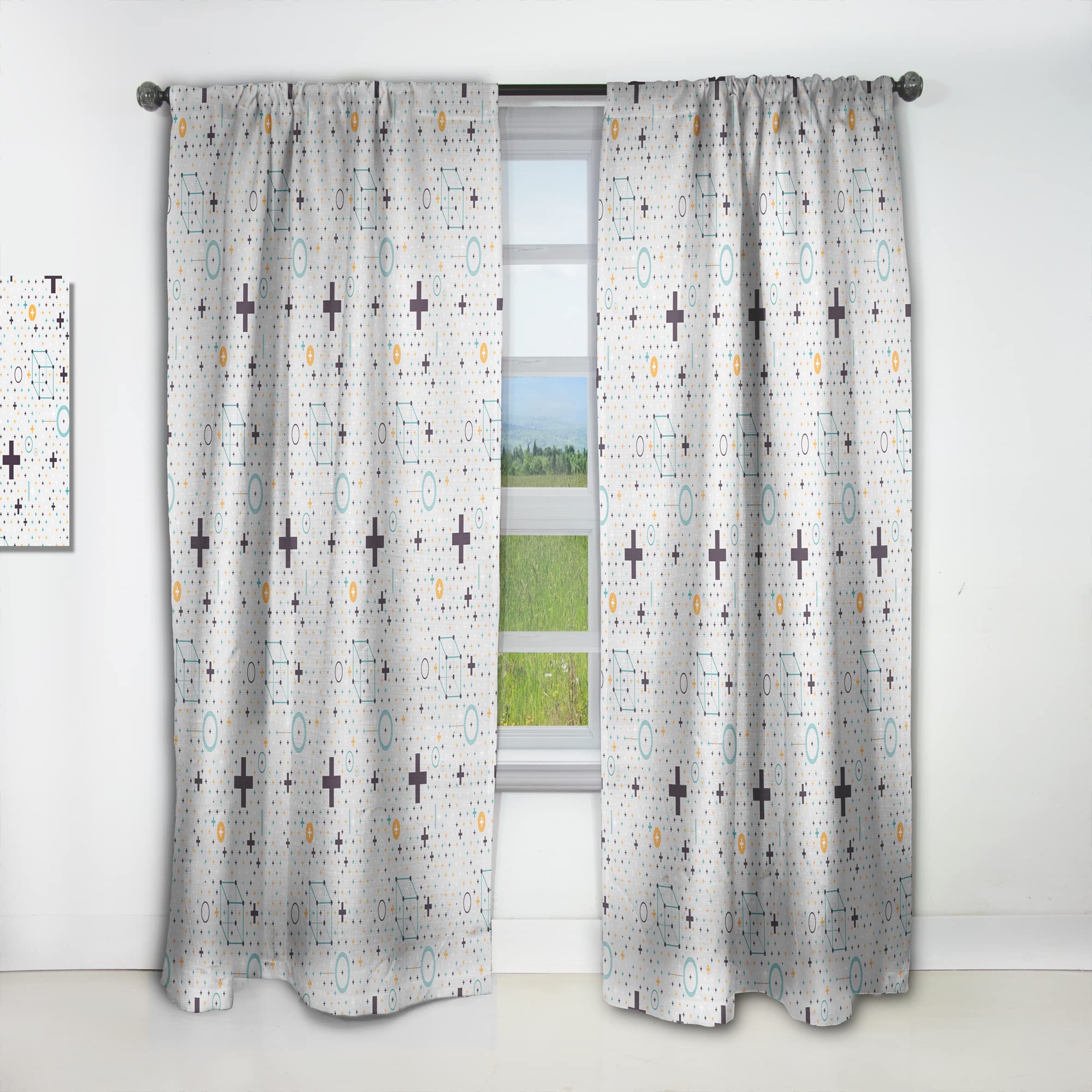 DesignQ Minimalist Geometric Pattern Blackout Curtains - Thermal Insulated Single Panel (52x90 inches) for Bedroom & Living Room - Modern Window Treatment for Home Decor & Light Control