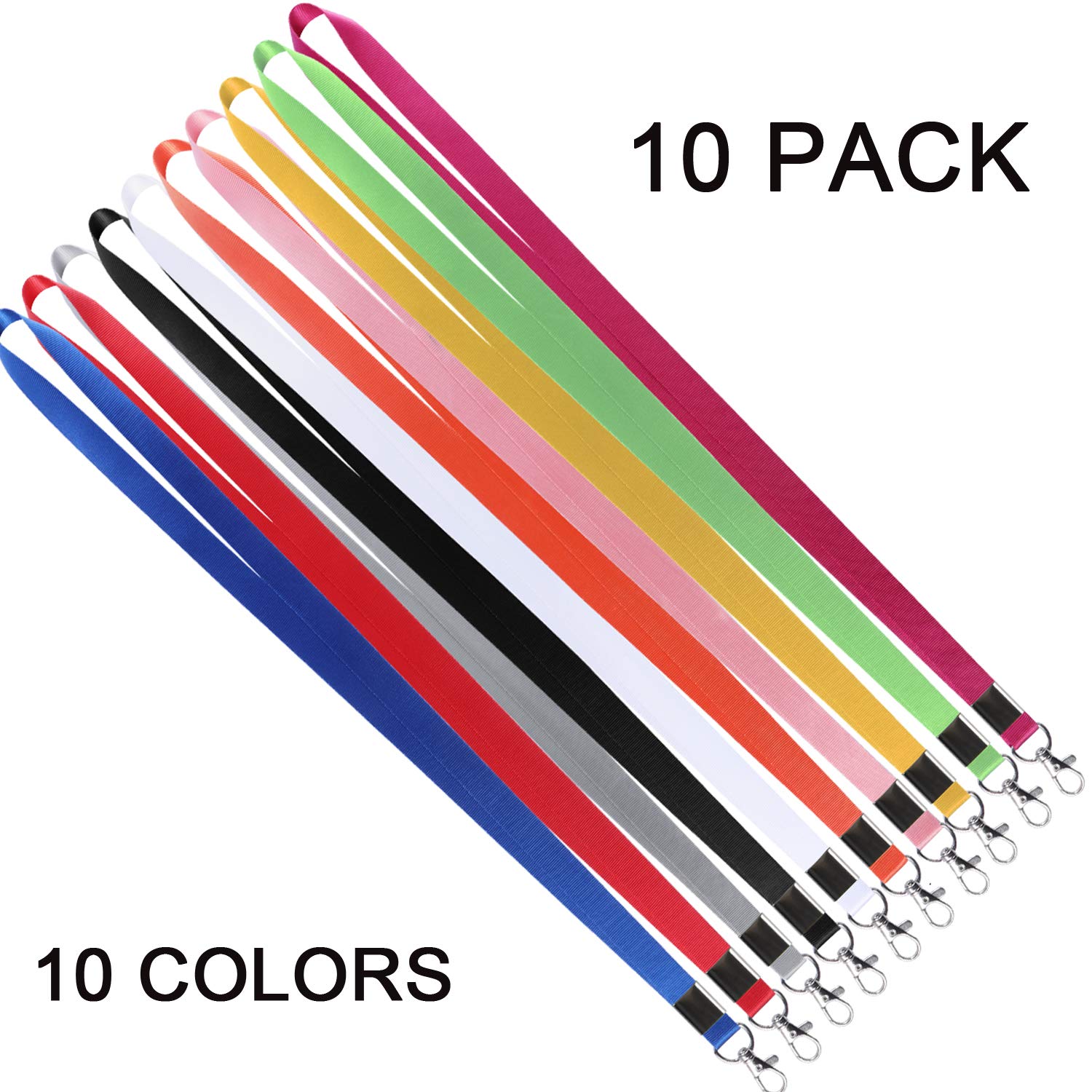 YOUOWO 10 Pack Colorful Lanyards for Keys & ID Badges - Office, Cruise, Kids