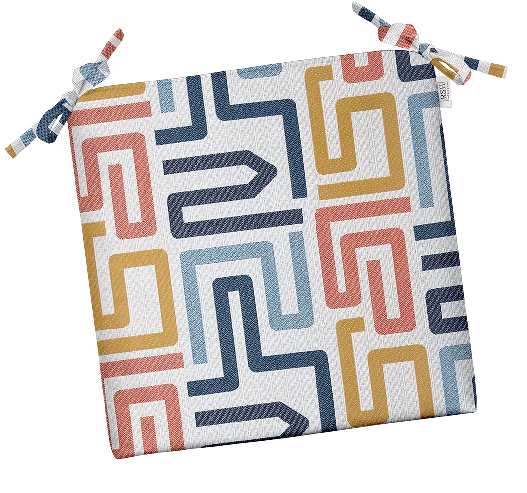 Sunbrella Designer Fusion Labyrinth Fiesta Foam 2-Piece Dining Chair Cushion Set - Waterproof & UV Resistant Outdoor/Indoor Seat Cushions for Patio, Deck, and Dining Room