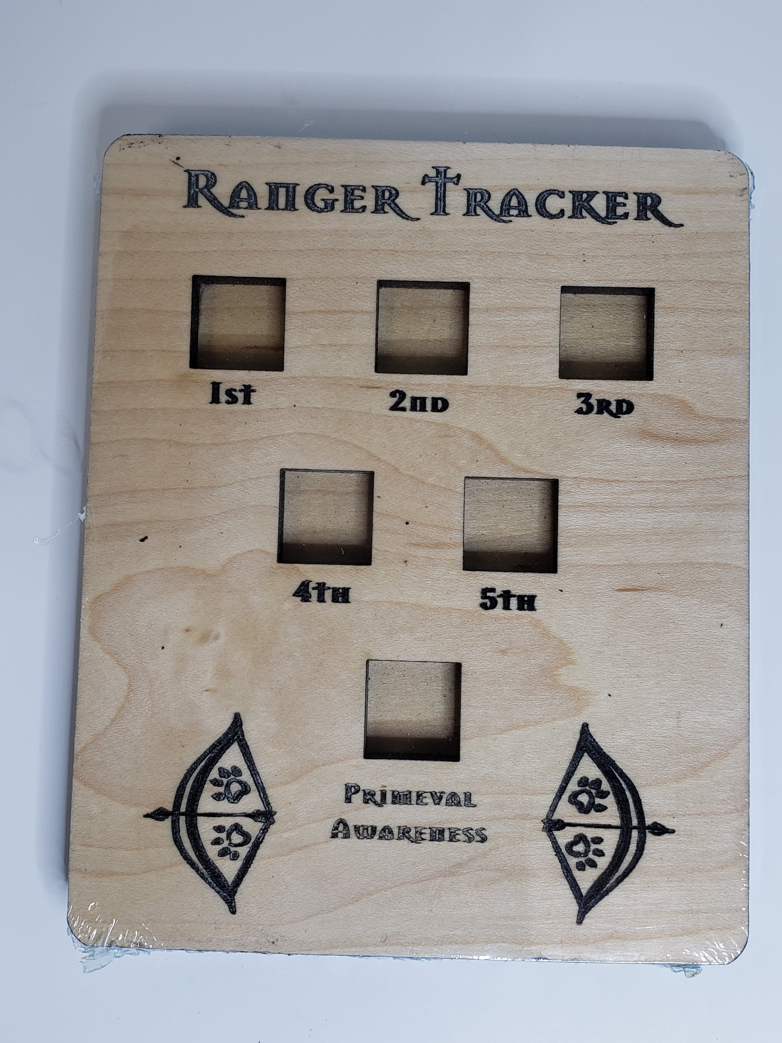 5e Hardwood Character Cards - Ranger Tracker in Cherry Wood | D&D RPG Accessories for Game Nights & Campaigns | Perfect for Dungeon Masters & Players