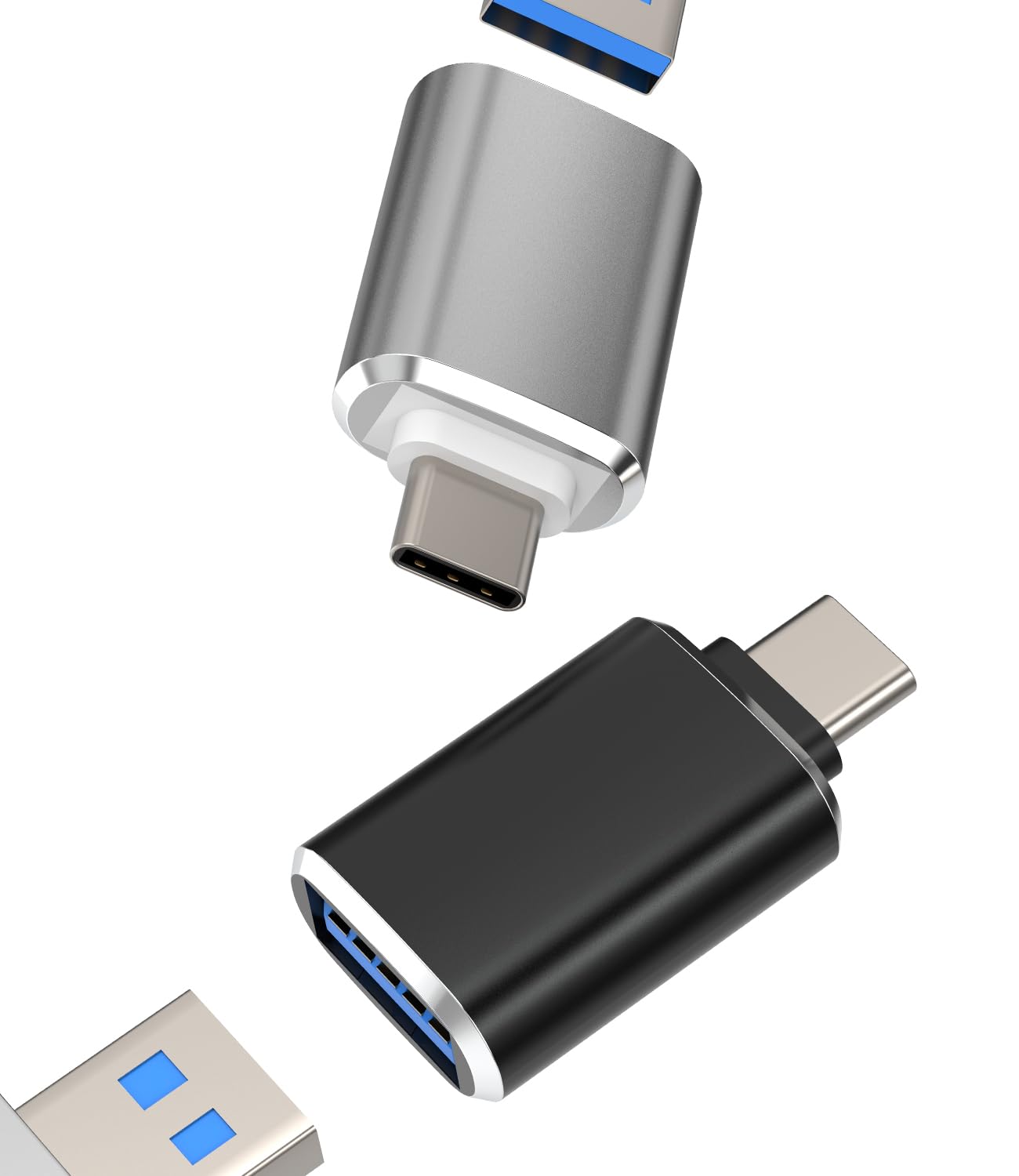 USB C to USB A Adapter (2-Pack) - OTG Connector for Samsung, Huawei, Xiaomi, Redmi, Pixel, iPhone 15 Pro Max/Plus, iPad & MacBook - Perfect for Charging, Data Transfer & Connecting Peripherals