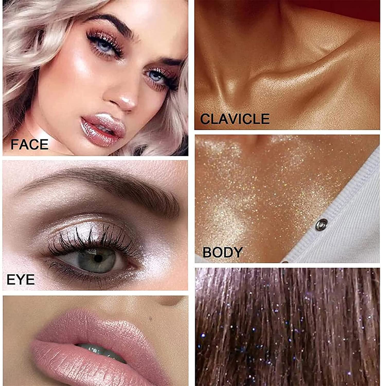 Fairy Dust Highlighter Powder Stick - Natural Brightening 3D Glow Makeup for Face & Body | Shimmer Blush, Highlighting Stick with Glitter | Perfect for Parties, Festivals & Night Out (White)