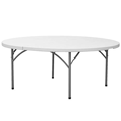 New Home Era 60'' Round Plastic Folding Table - Sturdy & Lightweight Outdoor Foldable Table for Weddings, Cocktail Parties, Patios, Picnics & Camping - Perfect for Indoor/Outdoor Events & Home Use