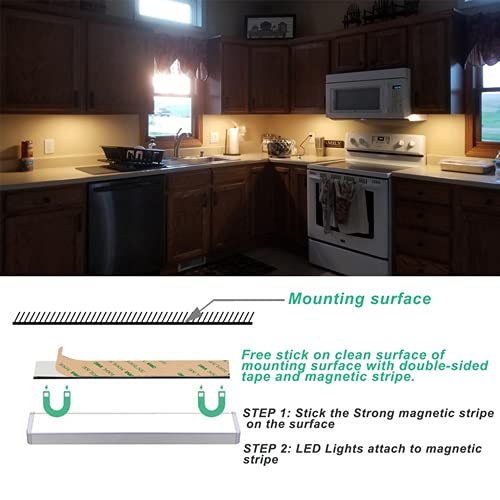 6 Pack Wireless Remote Control Under Cabinet Lights - 20-LED Dimmable Rechargeable Closet & Counter Lights, Stick-On Touch Night Light Strip Bar for Kitchen, Stairway, Bedroom (3 Color Options) - Perfect for Nighttime Safety & Ambient Lighting