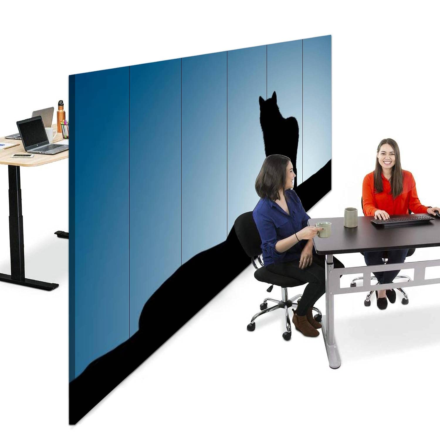 Wolf on a Moonset Canvas Room Divider - 6 Panel Folding Privacy Screen for Bedroom, Office & Living Room | Decorative Room Separator & Wall Partition for Home Decor