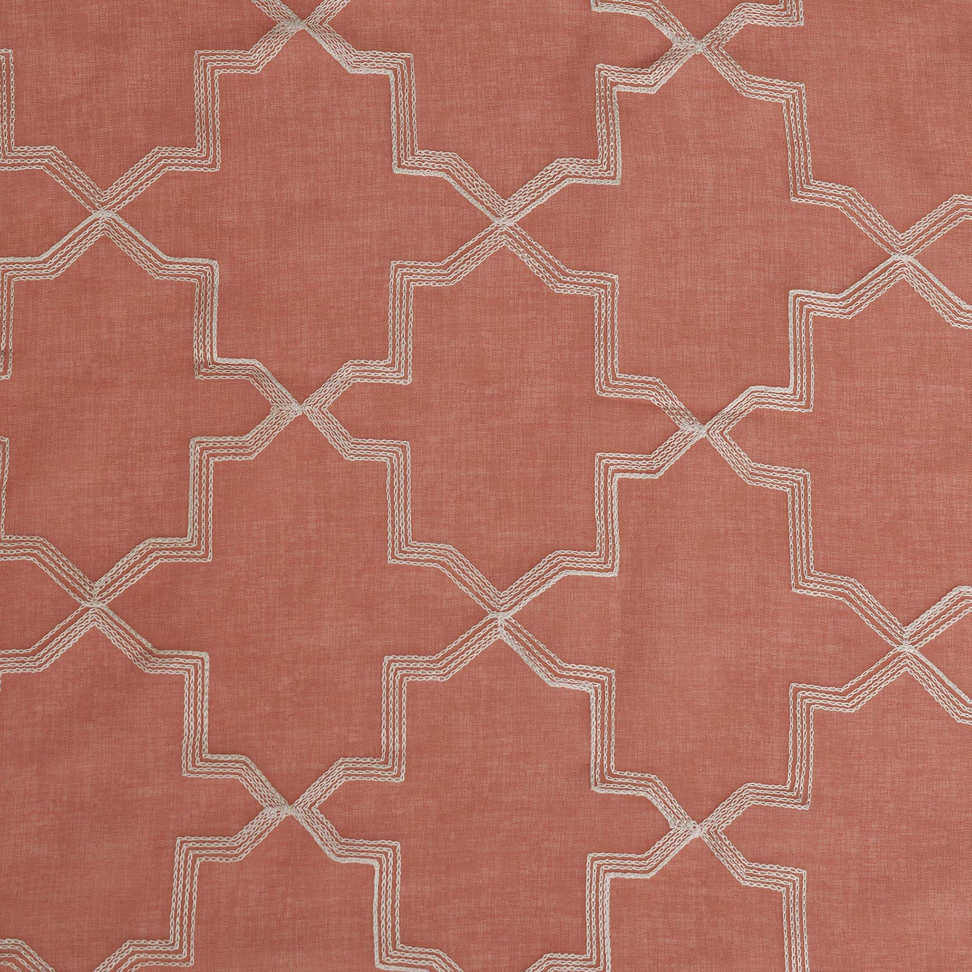 Embroidered Quatrefoil Semi-Sheer 2-Piece Curtain Panel Set - Elegant Window Treatment for Living Room & Bedroom Decor