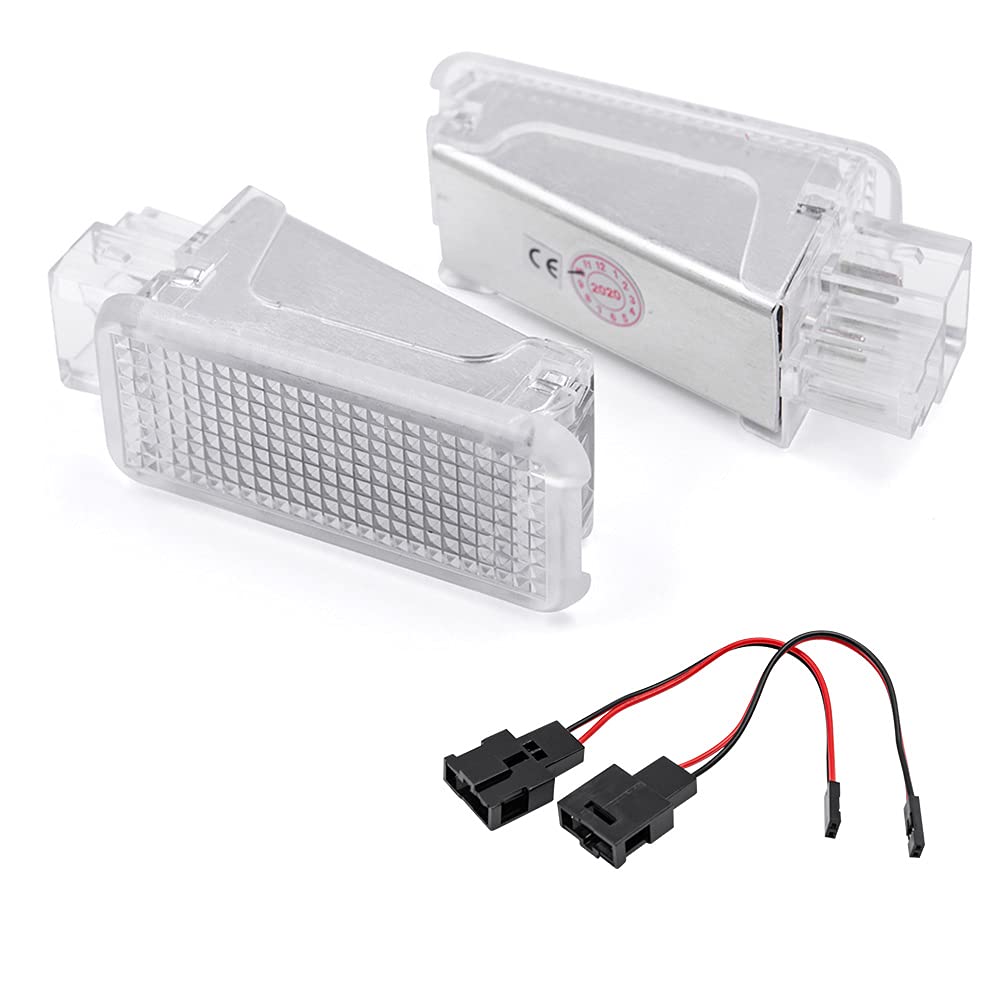 NJSBYL LED Door Courtesy Projector Lights for VW Golf GTI MK5 MK6, Touareg, Tiguan, Eos, Passat B5 B6, CC, Sharan, Beetle - Blue LED Glove Box, Foot & Trunk Lights - Enhance Interior Ambience for Night Driving & Car Customization