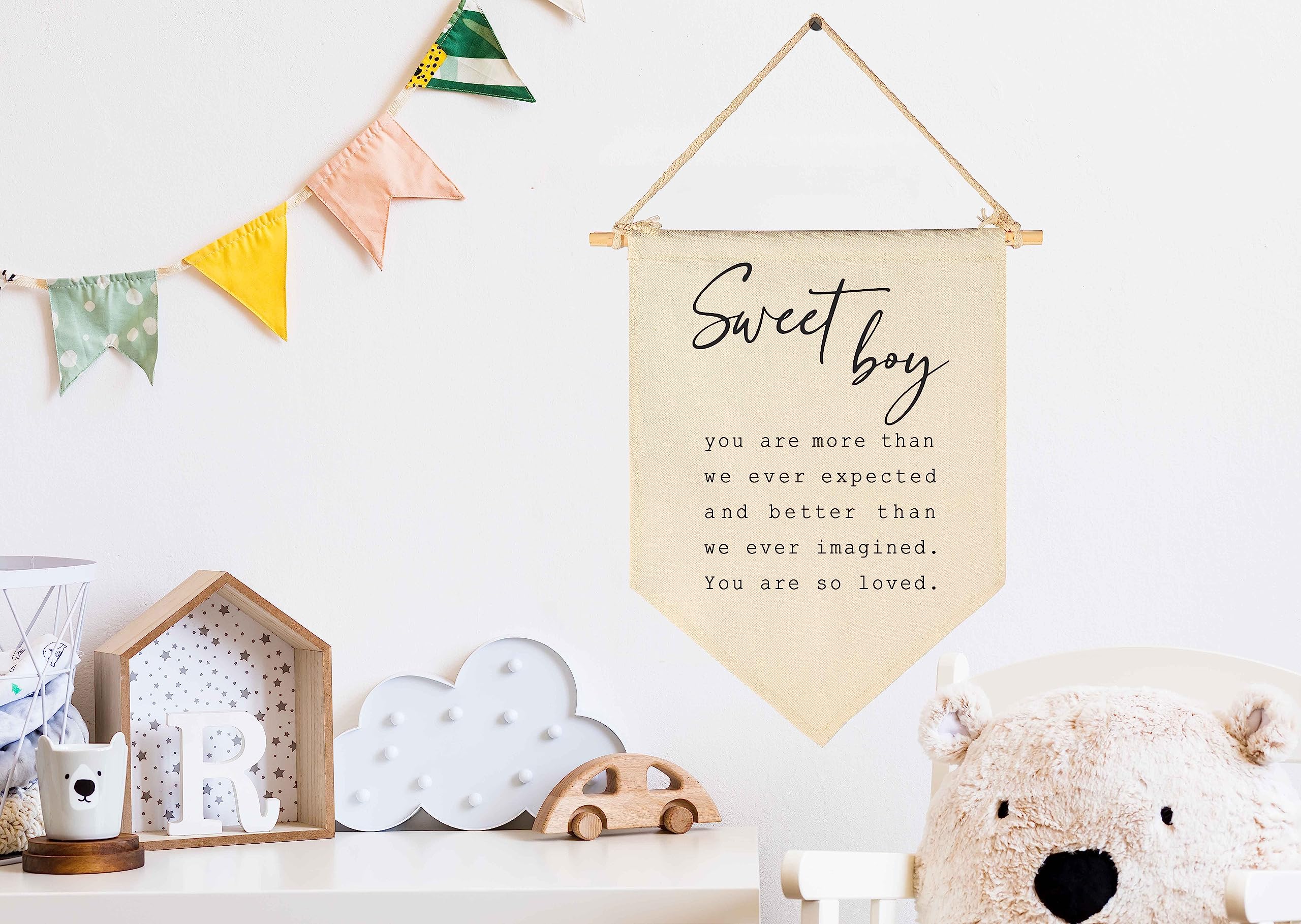 Sweet Boy Baby Banner - Nursery Wall Decor for Baby Shower, Newborn Gifts, Kids Room Sign - Perfect for Playroom, Bedroom & Front Door Decorations