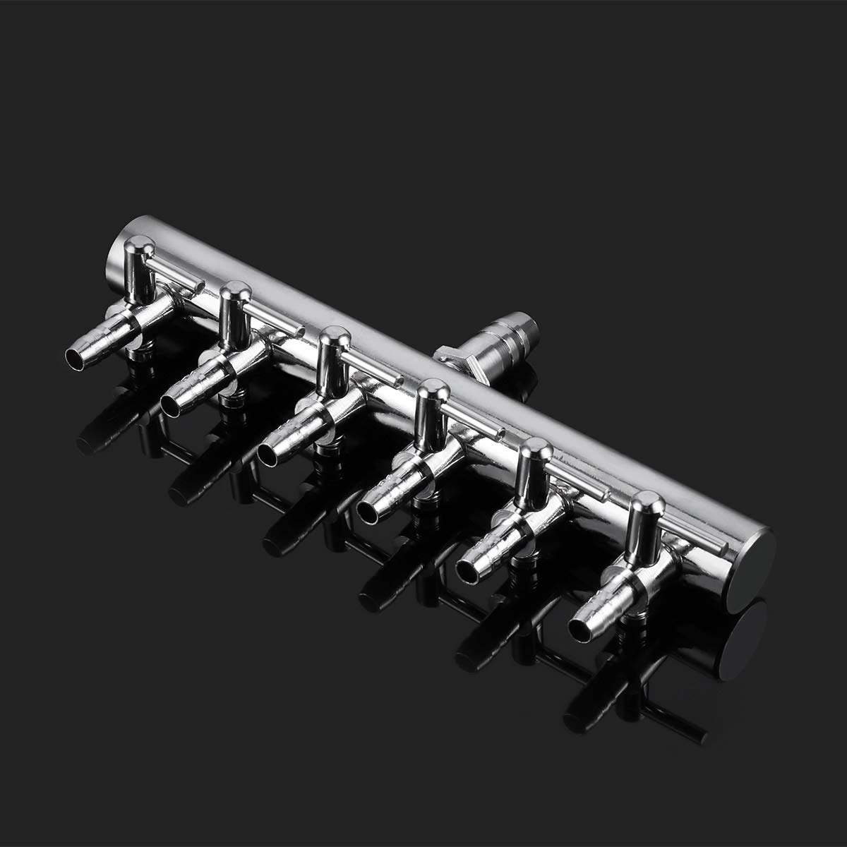 POPETPOP 6-Way Aquarium Air Valve - Stainless Steel Air Flow Control Valve & Tube Splitter Connector for Fish Tank Oxygen System | Perfect for Multiple Air Stones, Bubble Walls & Aquarium Decorations