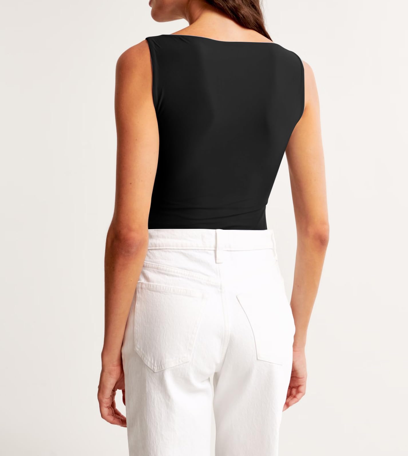 CIOATIN Women's Sleeveless Y2K Tank Top - Tight Fitted Boat Neck Workout Cami Shirt with Double Lining for Summer | Clubwear, Gym, Casual Outfits & Street Style