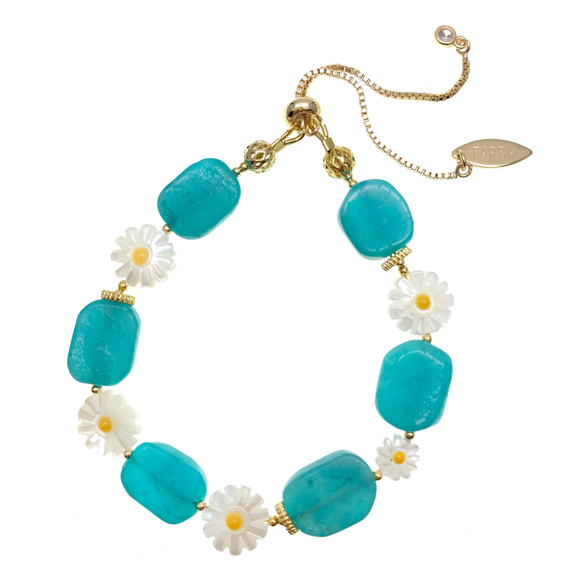 Amazonite Floral Charm Bracelet for Women - Handmade Gemstone Jewelry for Healing, Gifts & Boho Style - Perfect for Yoga, Meditation & Everyday Wear