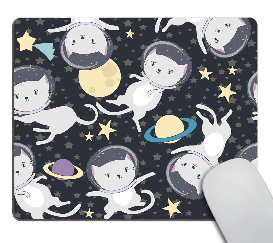 Custom Smooffly Gaming Mouse Pad - Non-Slip Rubber Base with Fun Cat Astronaut in Space Design | Ergonomic Computer Mousepad for PC, Laptop, Office & Gaming Setup