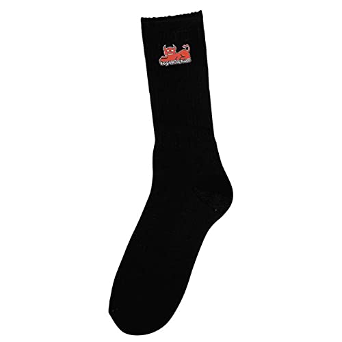 Toy Machine Devil Cat Socks for Men & Women - Black Graphic Novelty Crew Socks - Perfect for Cosplay, Halloween Costumes & Streetwear Fashion