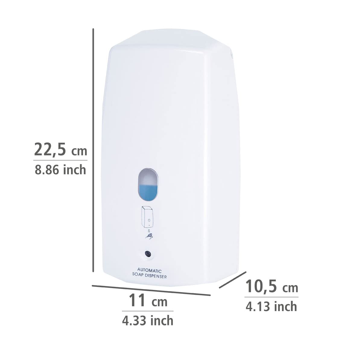 Automatic Infrared Liquid Soap Dispenser - Touchless Hand Soap Dispenser, 10.5 x 11 x 22.5 cm, White for Bathroom, Kitchen & Office Hygiene