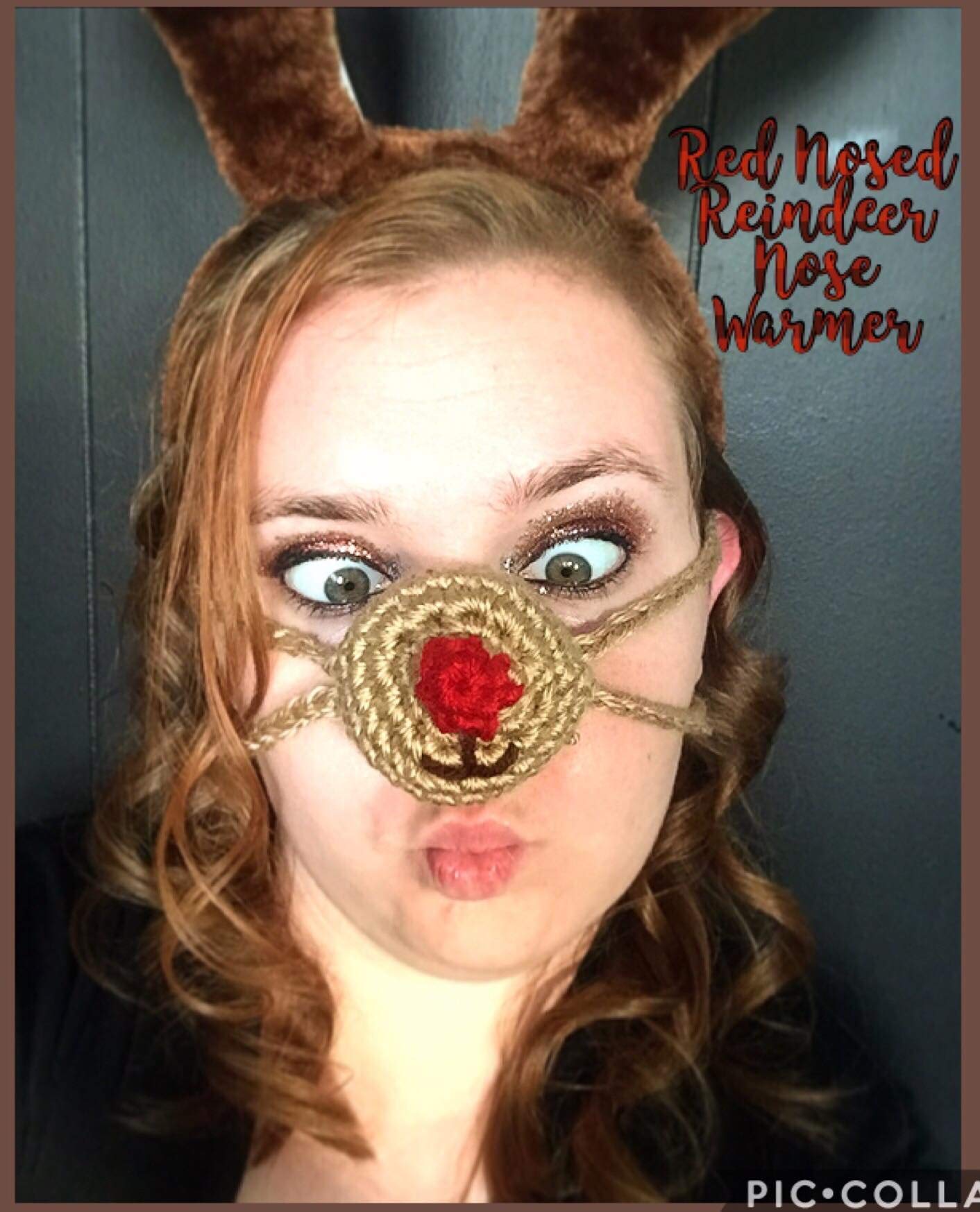 Crochet Reindeer Nose Warmer - Festive Christmas Gift for Women & Men - Handmade Red Nosed Rudolph Nose Cover - Perfect for Winter Outdoor Activities & Holiday Parties