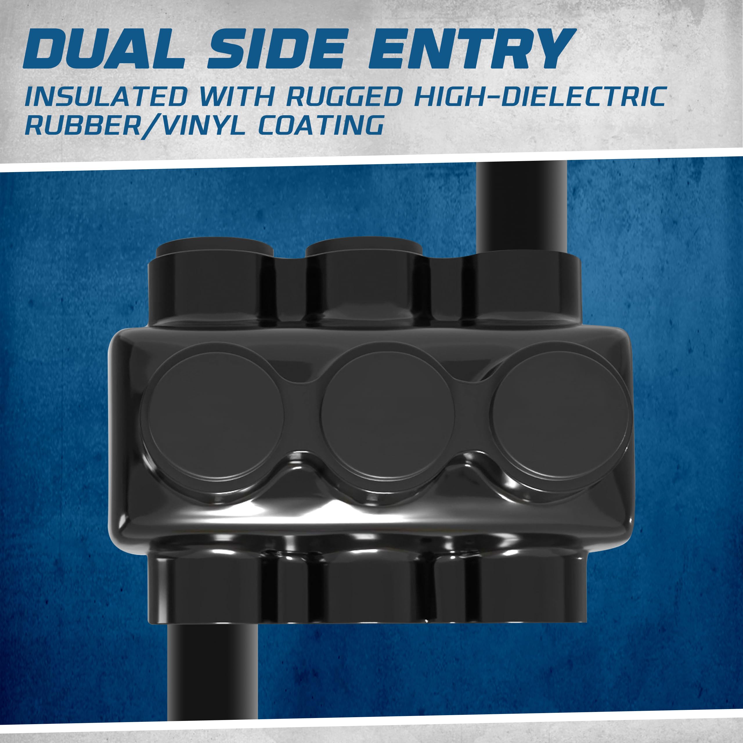 OHLECTRIC 2 Pack Insulated Wire Connectors - 3 Port Dual Side Entry for 250-6 AWG Wires with 5/16
