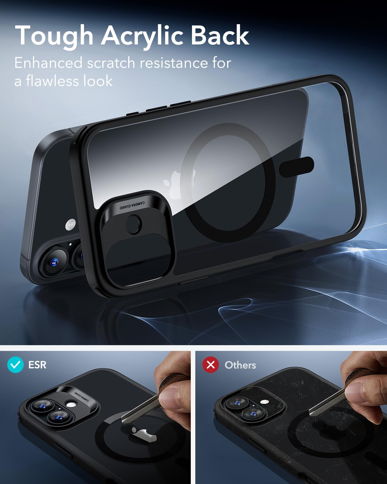 ESR for iPhone 16 Plus Case with MagSafe - Military Grade Shockproof Protection | Magnetic Phone Cover for iPhone 16 Plus | Classic Hybrid HaloLock Clear Black Case | Perfect for Outdoor Activities & Daily Use