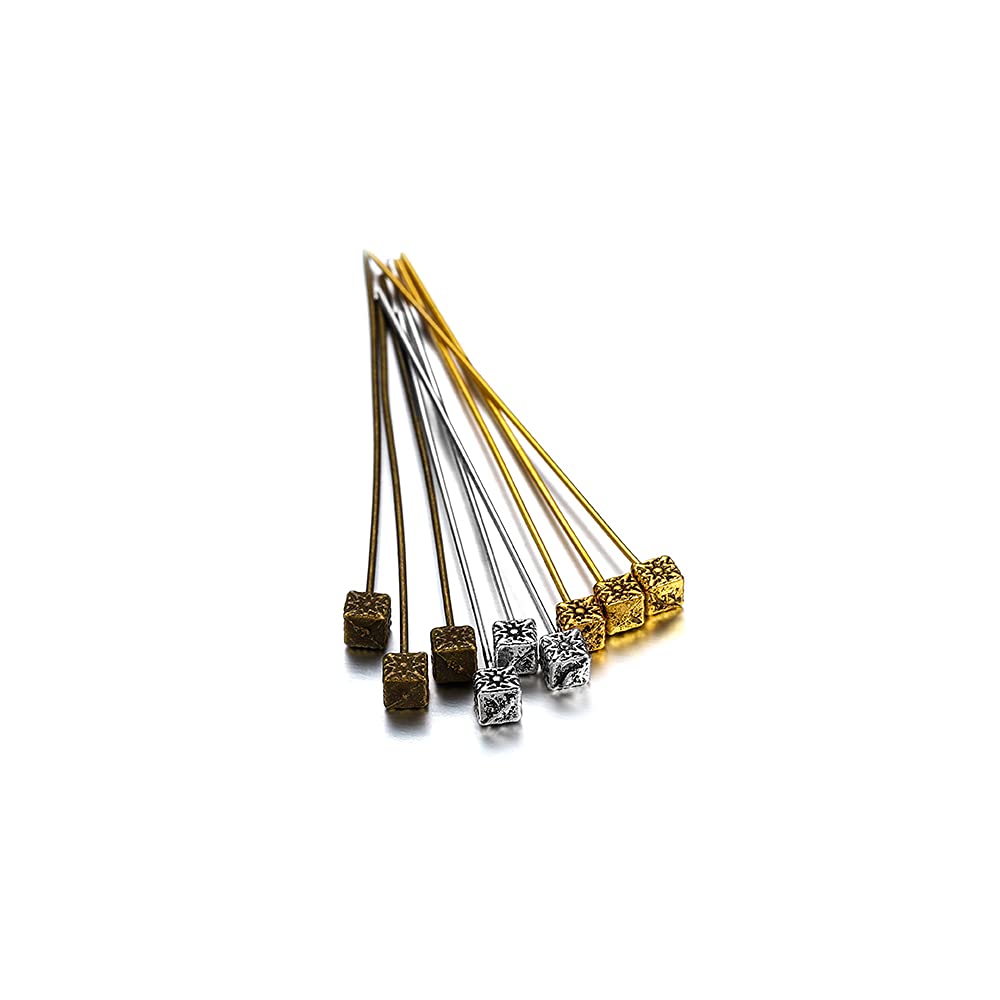 20pcs 50mm Gold Flower Head Pins for Jewelry Making - DIY Beading Supplies, Ball Head Pins, Jewelry Findings, Women's Craft Accessories (6 Ancient Bronze) - Perfect for Necklaces, Earrings & Bracelets