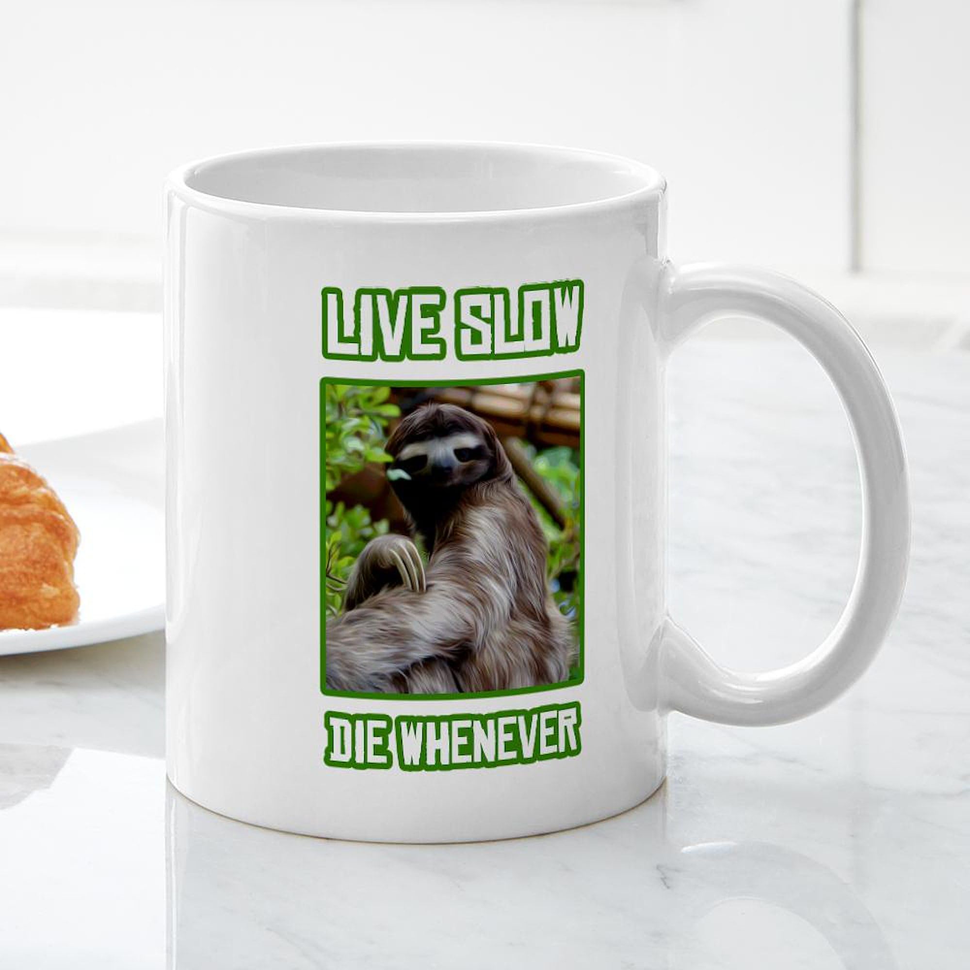 Live Slow Die Whenever 11 oz (325 ml) Ceramic Coffee Mug - Funny Inspirational Quote Cup for Tea, Coffee & Hot Drinks - Perfect for Office, Home & Gifts