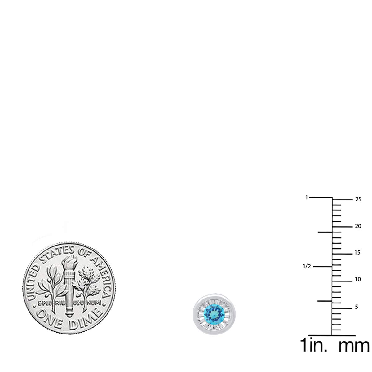 14K Solid Gold Blue Topaz Stud Earrings for Women - 4mm Round Solitaire Illusion Set | Dazzlingrock Collection | Perfect for Weddings, Parties & Everyday Wear