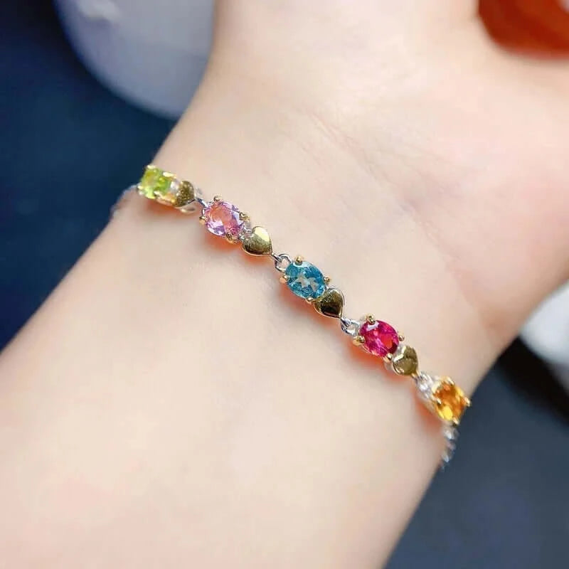 Vibrant Multi-Color Tourmaline Gemstone Bracelet for Women | Handmade Healing Crystal Jewelry | Perfect for Meditation, Yoga & Spiritual Gifts (B078)