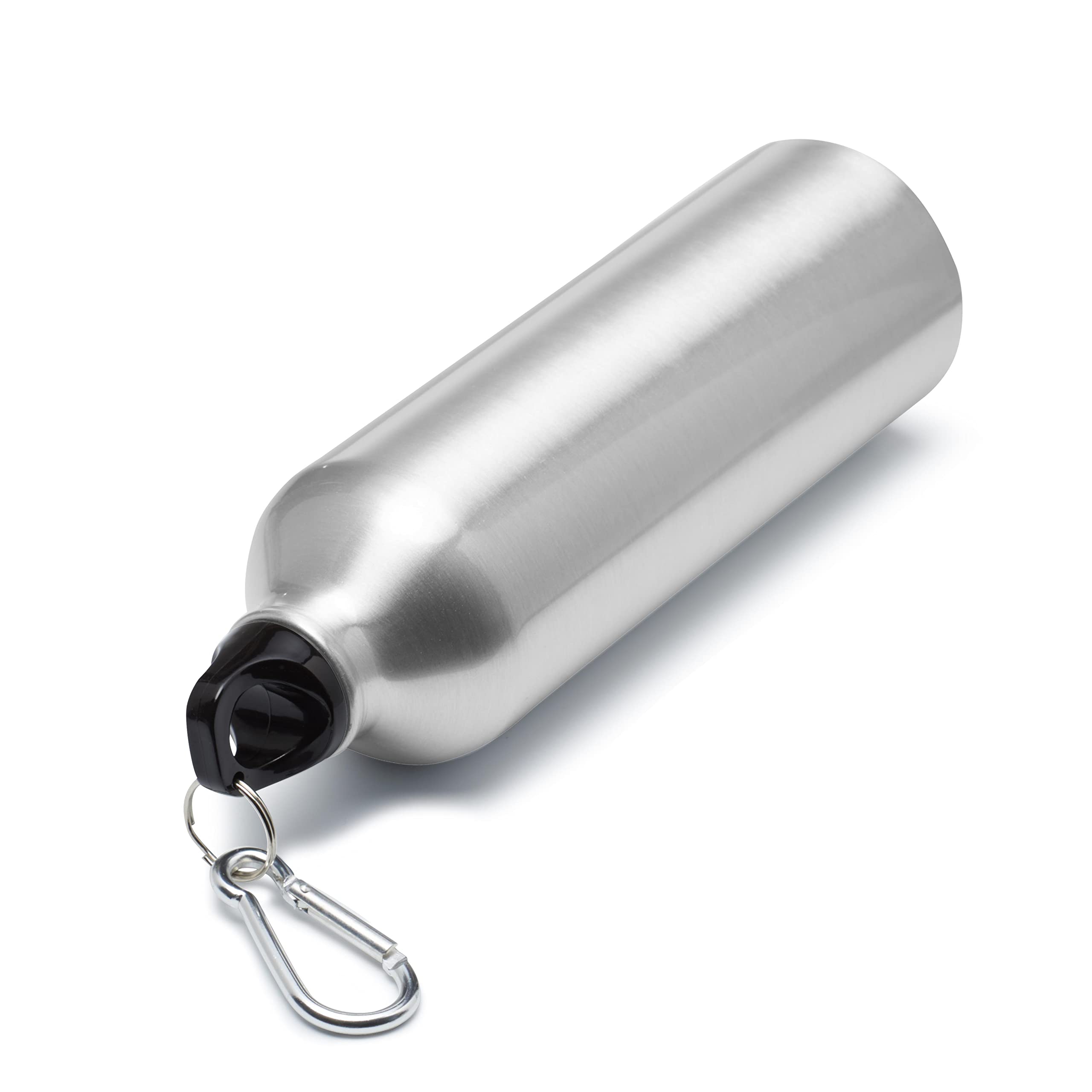 Custom 24oz Aluminum Water Bottles with Carabiner Clip - Bulk Set of 10 Personalized Sport Bottles - Ideal for Gym, Hiking, Camping, Running & Cycling - Durable BPA-Free Reusable Water Bottle for Outdoor Adventures & Team Events - Silver