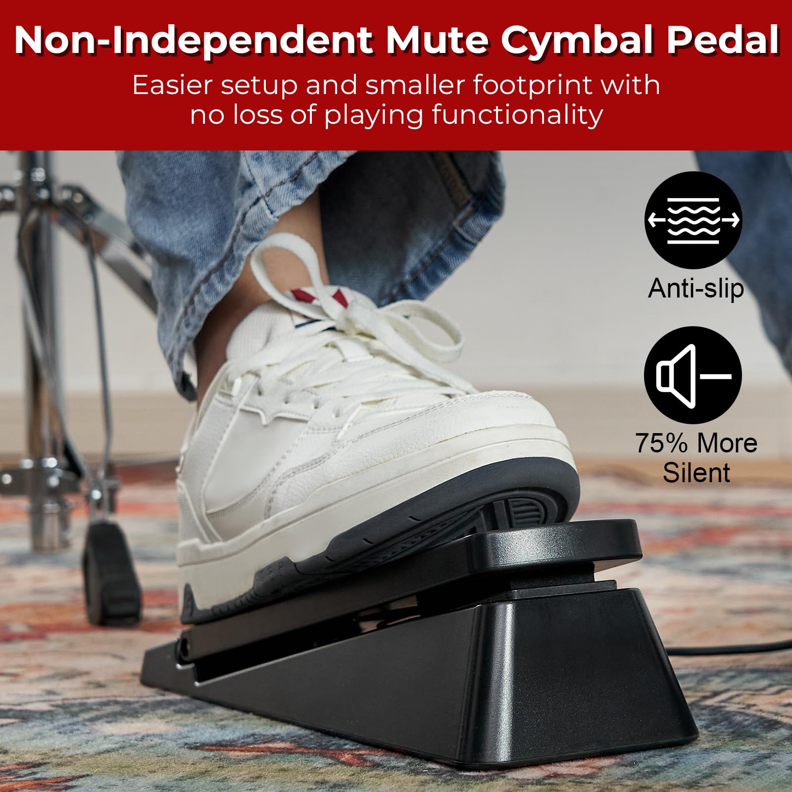 Vangoa 8-Piece Electronic Drum Set for Adults - Quiet Drum Pads, Cymbals, 2 Lightweight Pedals, 150 Built-in Sounds & Headphone Jack - Perfect for Beginners & Home Practice (White) - Ideal for Music Learning, Studio Recording & Silent Practice Sessions