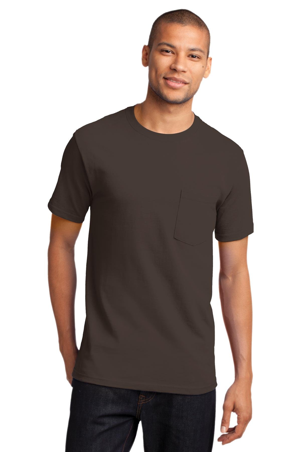 Port & Company Men's Tall Essential Pocket T-Shirt - Soft Cotton, Comfort Fit, Brown, X-Large Tall - Perfect for Work, Casual Wear & Outdoor Activities