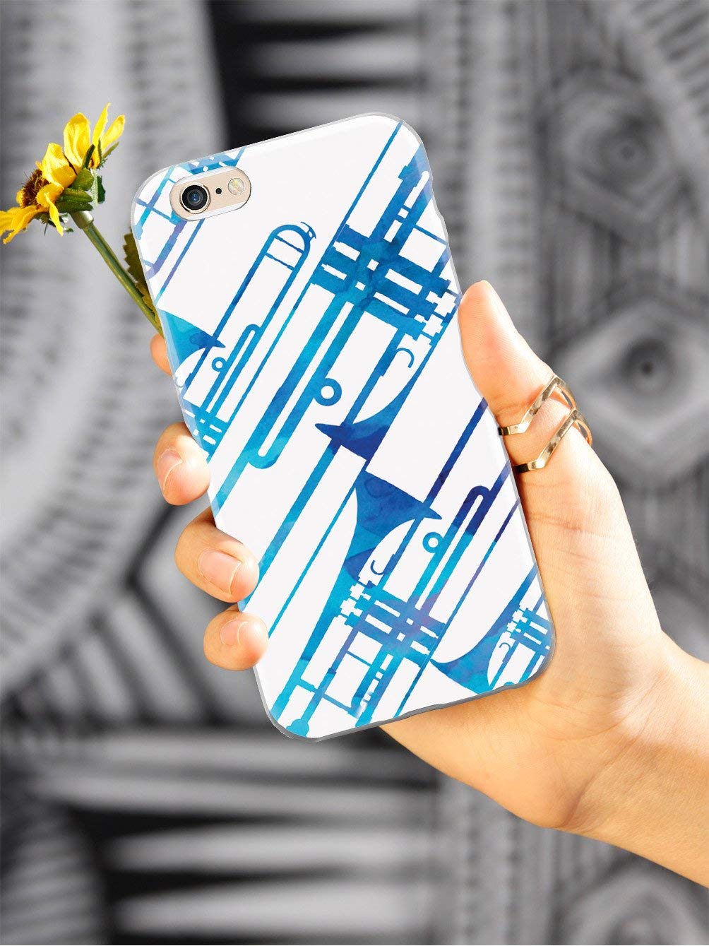 Inspired Cases - Premium 3D Textured Protective Phone Case for Apple iPhone 8 Plus - Abstract Trombone Watercolor Design - Shockproof & Slim Fit - Perfect for Daily Use, Travel, and Gift Giving