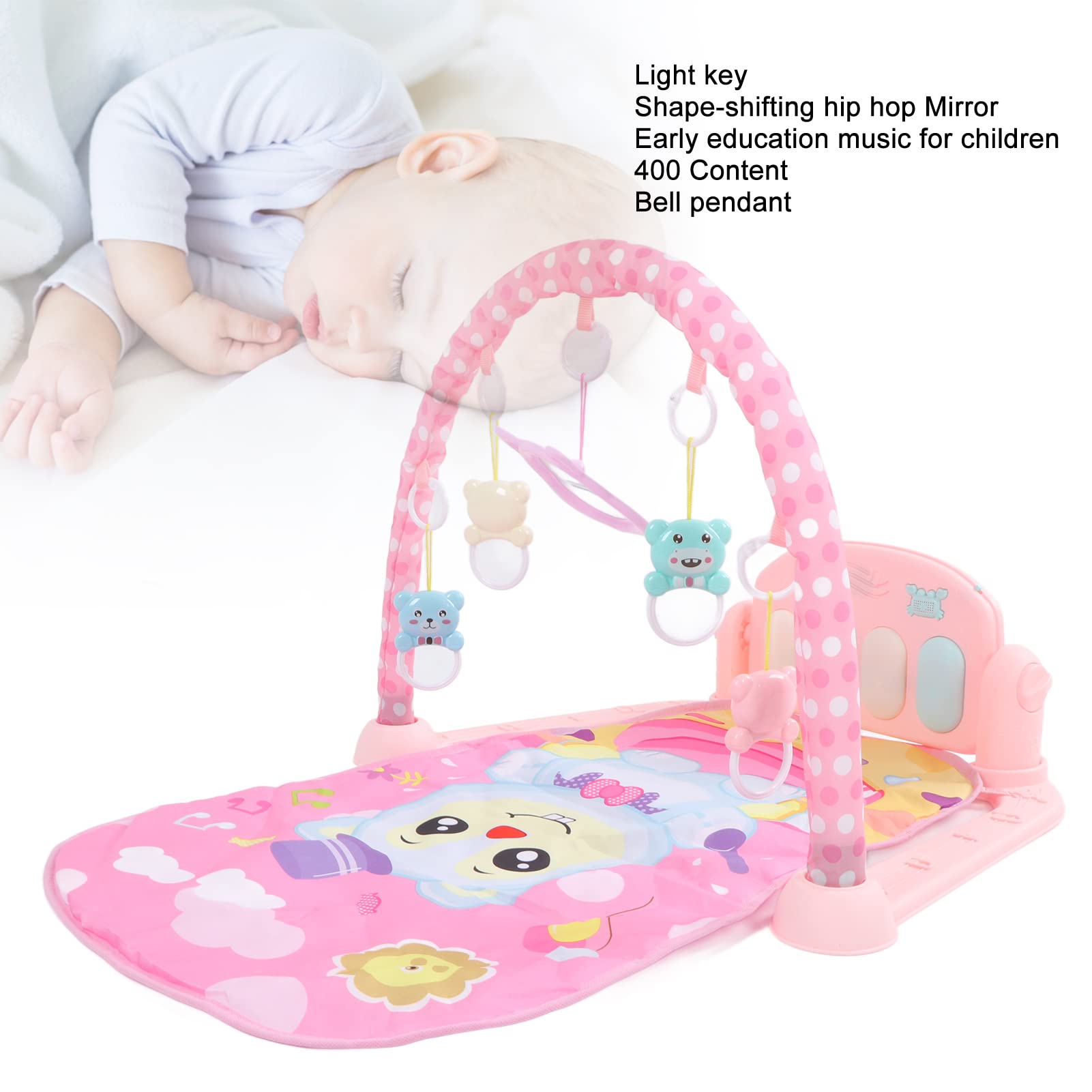 **Soft Pink Baby Play Mat with Music & Toys - Newborn Activity Gym for Tummy Time & Crawling - Perfect Gift for Infants (Ideal for Nursery, Daycare & Playtime)**