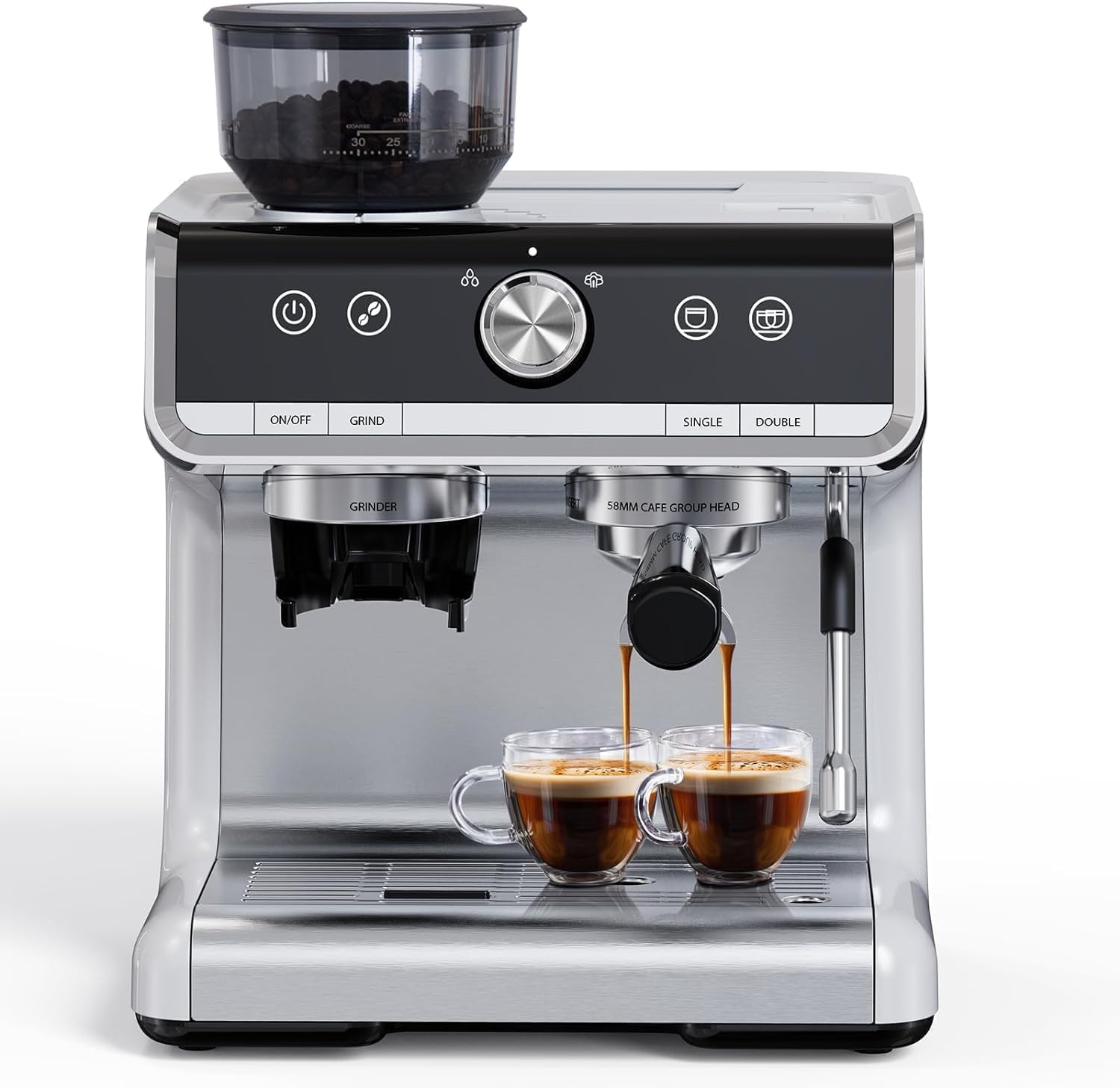Premium 20 Bar Pump Espresso Machine with Built-in Grinder & Milk Frother, 2.8L Removable Water Tank - Semi-Automatic Coffee Maker for Home Baristas | Perfect for Small Families, Office Use & Coffee Shops | Create Cafe-Quality Lattes, Cappuccinos & Americanos at Home