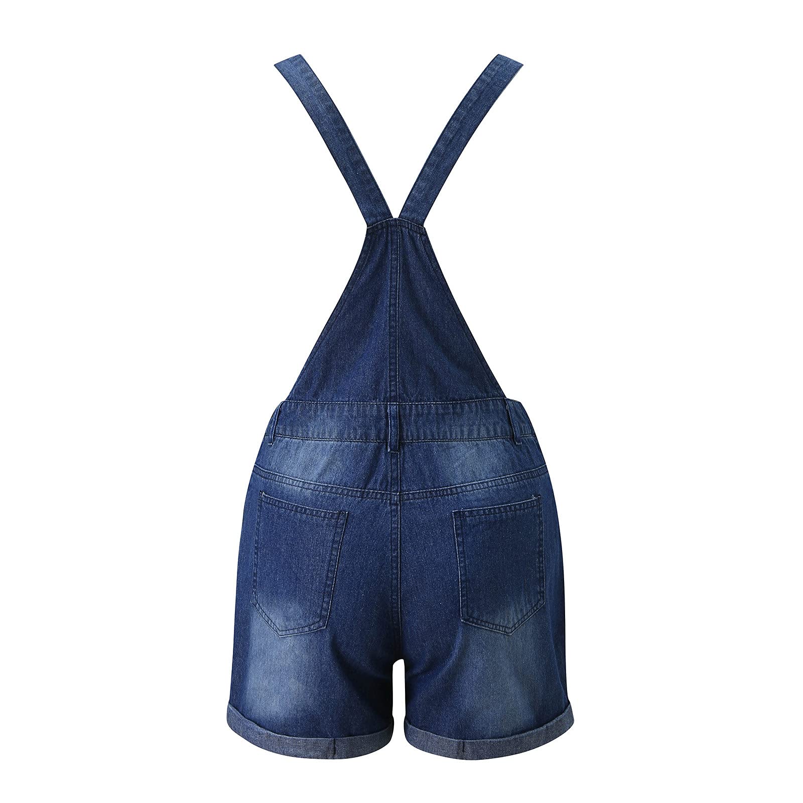 BOTCAM Women's Denim Short Jumpsuit - Sleeveless Loose Fit Cargo Dungarees with Pockets | Casual Summer Outfit, Streetwear Fashion, Weekend Wear