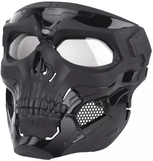 Skull Full Face Protective Tactical Mask - Military Grade Safety Gear for Airsoft, Paintball & Outdoor Sports | Halloween Costume Accessory