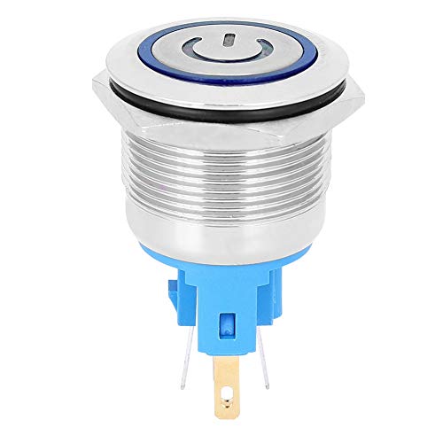 Easy to Install Metal Push Button Switch - Delicate Design, DC 12-24V Circuit Control (Blue) | Perfect for Industrial Control Panels, DIY Electronics & Home Automation Projects
