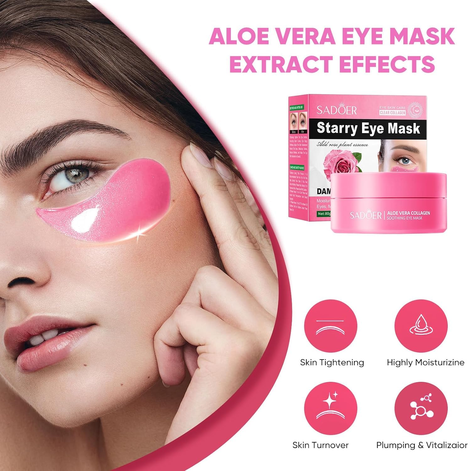 Brightening Eye Masks for Dark Circles & Puffiness (60 Pcs) - Korean Under Eye Patches with Hyaluronic Acid to Reduce Eye Bags & Smooth Wrinkles - Perfect for Nighttime Skincare & Travel Essentials