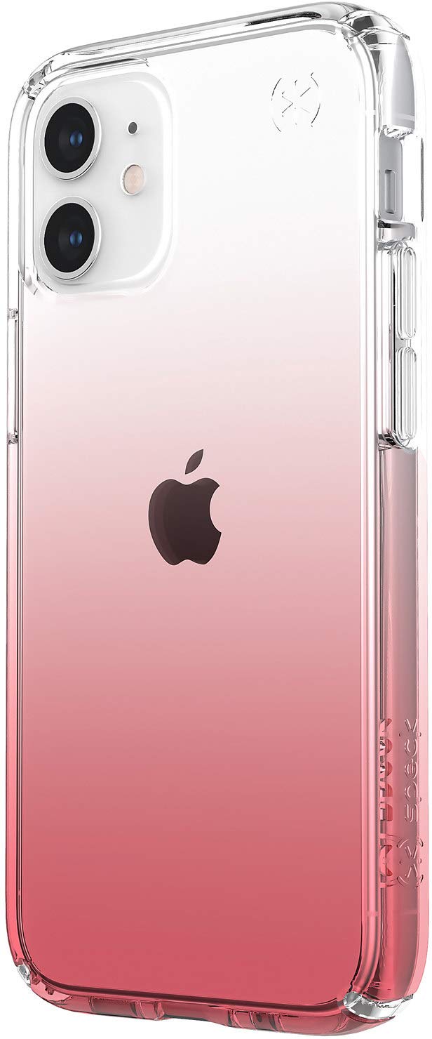 Speck Presidio Perfect-Clear Ombre iPhone 12 Mini Case - Shockproof Polycarbonate Cover with Wireless Charging Compatibility (Clear/Vintage Rose) - Perfect for Everyday Protection & Stylish Outfits