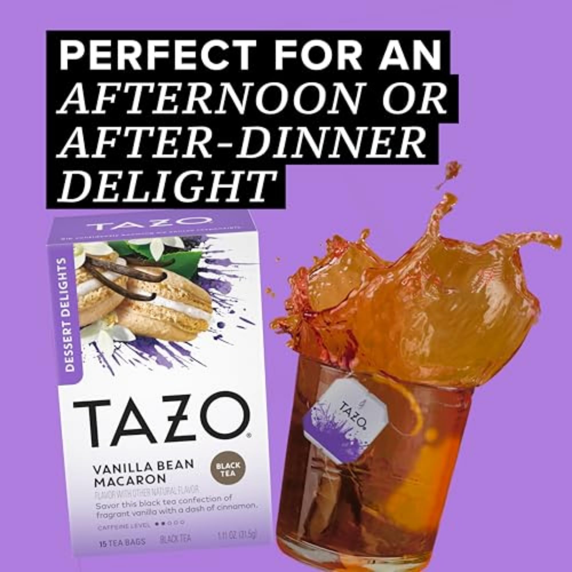 TAZO Dessert Delights Vanilla Bean Macaron Herbal Tea Bags - Sugar Free, Zero Calories, Caffeine Free - 90 Count (15ct x 6 Packs) for Afternoon Tea & Relaxation