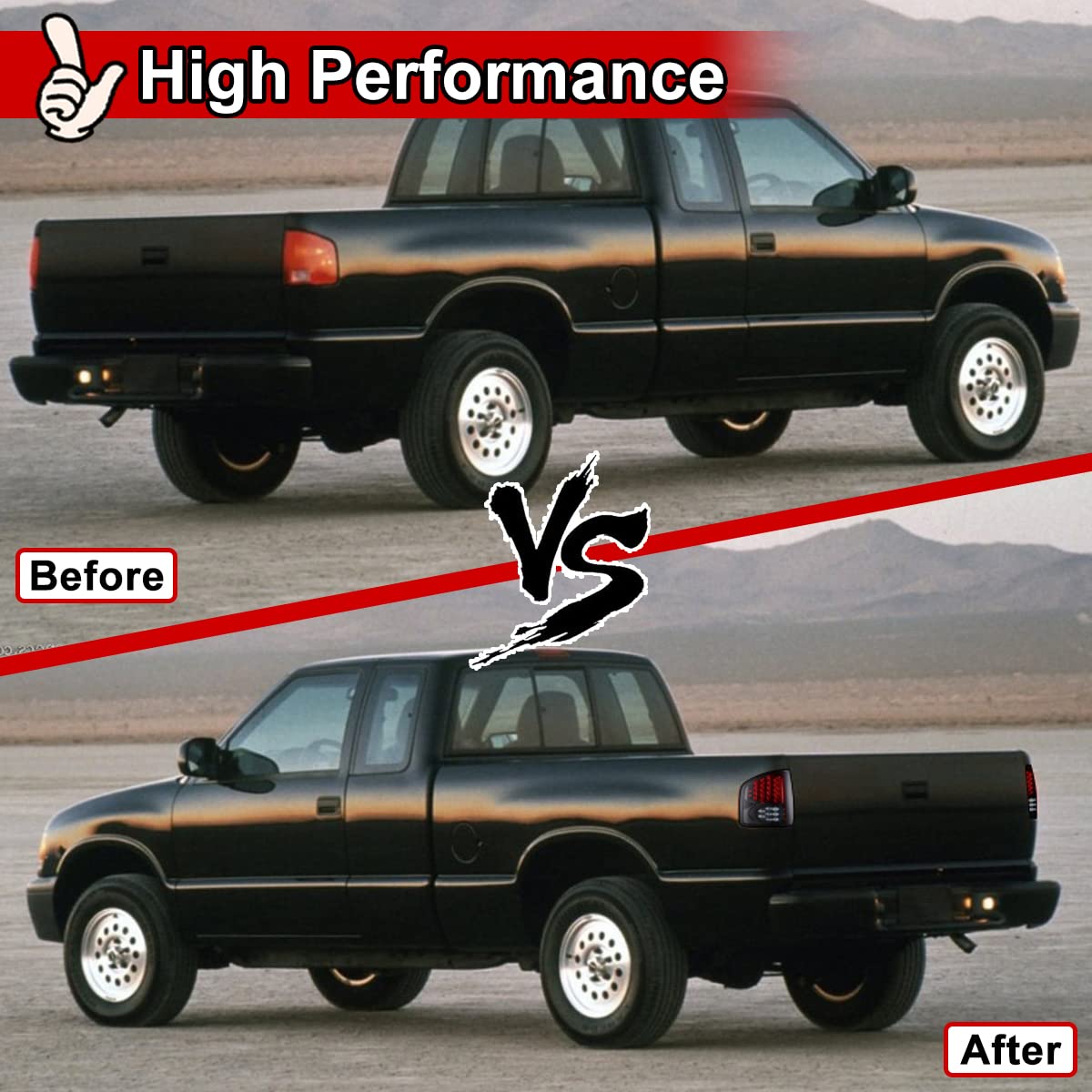 Nixon Offroad LED Tail Lights for 1999-2002 Chevy S10, 1994-2004 GMC Sonoma & 1996-2000 Isuzu Hombre - Chrome Housing with Smoke Lens - Direct Replacement Rear Lamps Assembly - Perfect for Off-Roading & Night Driving