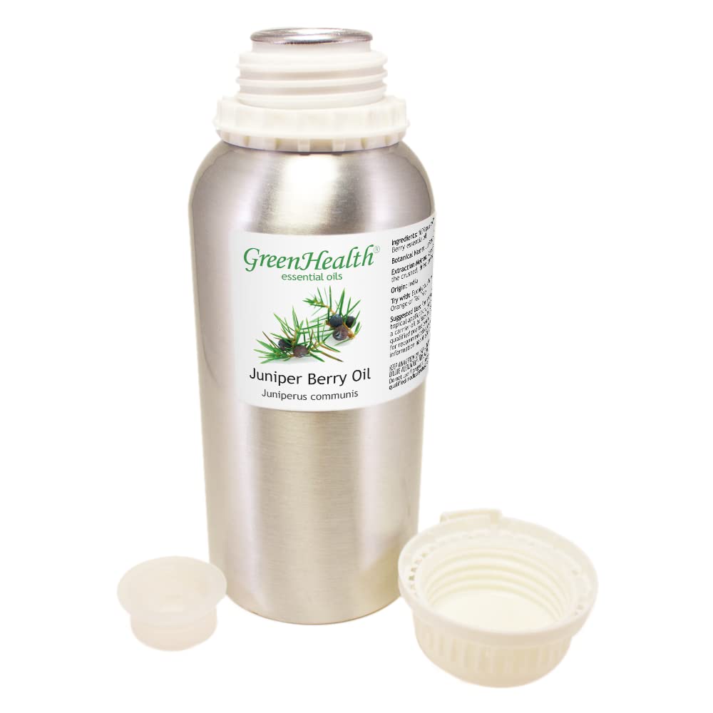 Juniper Berry Essential Oil 16 fl oz (473 ml) - 100% Pure Therapeutic Grade - Aluminum Bottle with Plug Cap - Aromatherapy, Massage & DIY Skincare - GreenHealth Brand