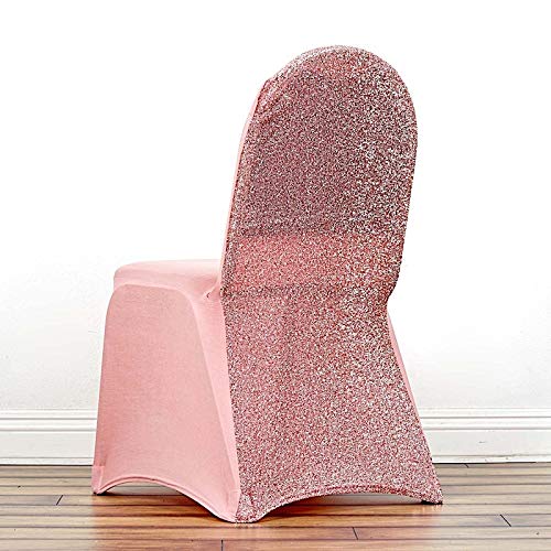 25-Piece Rose Gold Metallic Spandex Stretchable Chair Covers - Elegant Banquet Slipcovers for Wedding, Party & Reception Decor (Fits Standard Chairs) - Perfect for Bridal Showers, Anniversary Celebrations & Formal Events